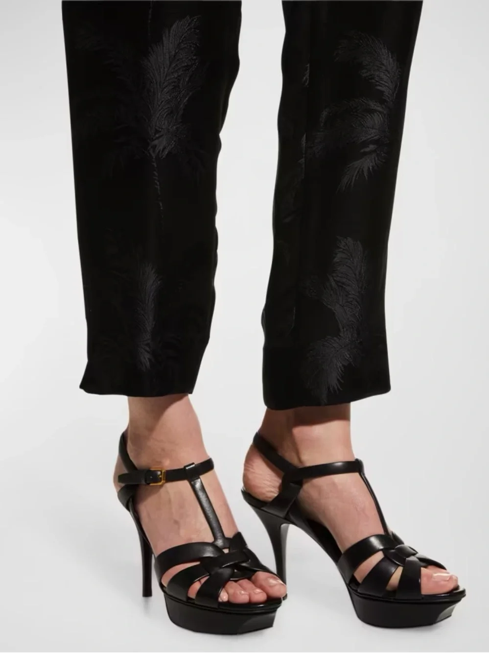 Saint Laurent Tribute Leather Platform Sandals